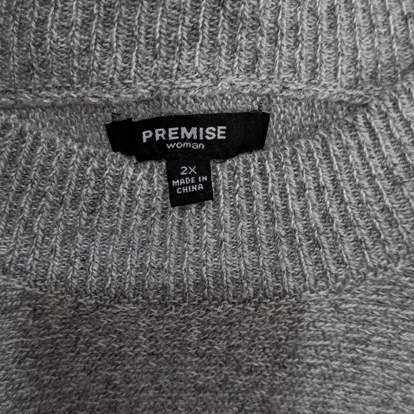 Premise Women's 2X Knit Heathered Sweater With Button Detail - Picture 2 of 5